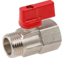 Кран шаровый MINI 1/2" нар.-вн. красная ручка, AV Engineering (Латунь, макс. 16 бар, макс. 110 °С)