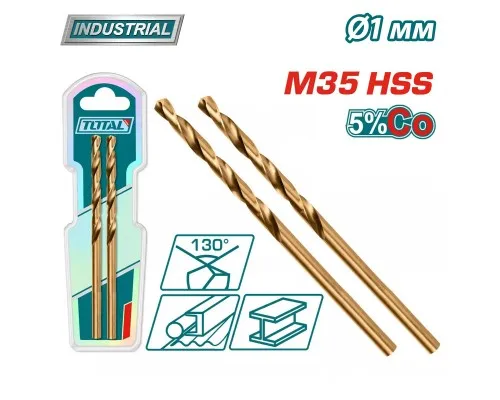 Сверло по металлу M35 HSS-CO 1мм TOTAL TAC11201001(2 шт)