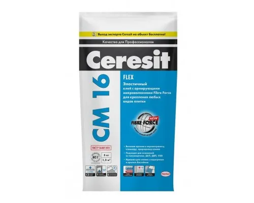 Клей для плитки эластичный Ceresit CM16, 5 кг