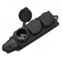 ETP Розетка 3-местная с защитными крышками каучуковая 230В, 16A, IP44 