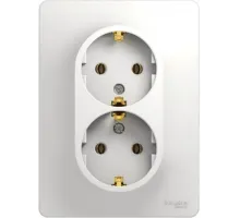 Розетка 2-м СП Glossa 16А IP20 с заземл. в сборе бел. SE GSL000124 