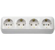 Розетка штепсельная четырехместная с заземляющим контактом открытой установки РА16-266 BYLECTRICA 