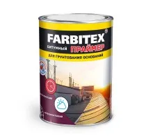 FARBITEX Праймер битумный, используется в качестве грунтовочного слоя изолируемых поверхностей перед укладкой гидроизоляционных материалов,  обеспечивает их прочное сцепление  с основанием. Наносится с помощью кисти или валика 16кг