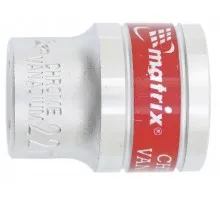 Головка торцевая, 22 мм, шестигранная, CrV, под квадрат 1/2, хромированная Matrix