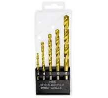 72383 Набор нитридтитановых сверл по металлу, 3-4-5-6-8мм, HSS, 5 шт, пластиковая коробка, цилиндрический хвостовик Matrix