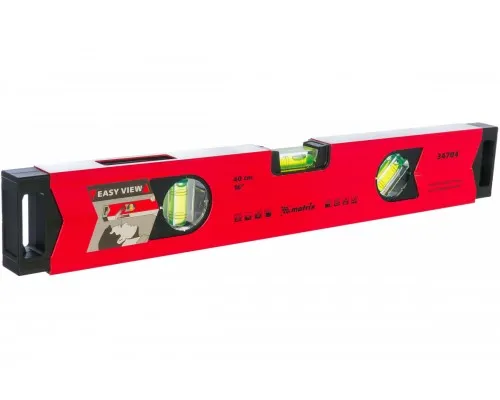 Уровень алюминиевый магнитный, 400мм, фрезерованный, 3 глазка (1 зеркальный), усиленный Matrix