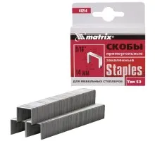 Скобы, 14 мм, для мебельного степлера, закаленные, тип 53, 1000 шт MATRIX