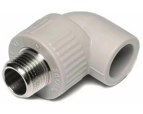 Угольник комбинированный 25*3/4", наружная резьба, серый RTP
