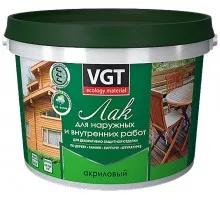 VGT Лак акриловый для наружных и внутренних работ глянцевый бесцветный 0,9кг