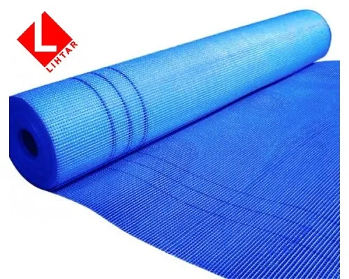 LIHTAR EXTRA Стеклосетка штукатурная 160гр/м² ячейка 5*5мм (cиняя) для армирования фасадов, рулон 1*50м
