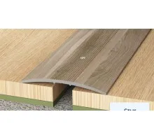 HOMIS Стык алюминиевый с декоративным покрытием разноуровневый с дюбелем 38 мм Дуб дымчатый 0,9 м. 