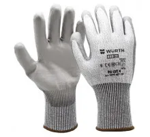 0899407109 WURTH Перчатки защитные трикотажные, покрыты полиуретаном, Pu CUT4, р. 9